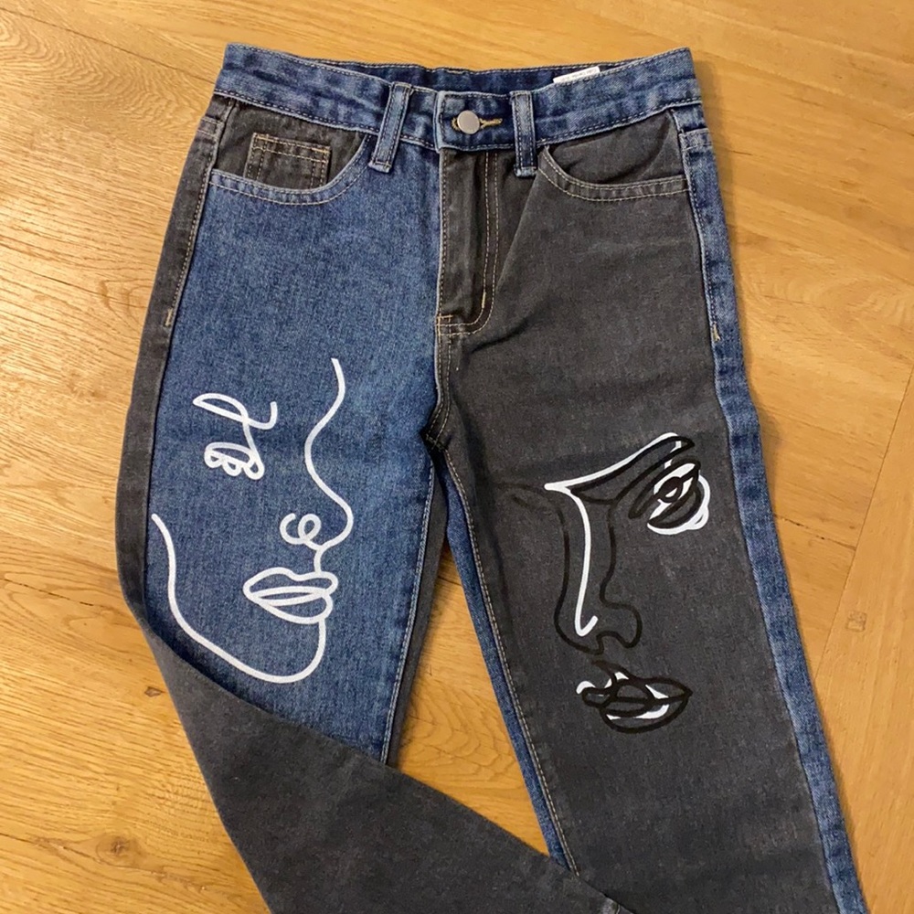 ✨NWOT✨ Shein Girls Zipper Fly Colorblock Jeans
